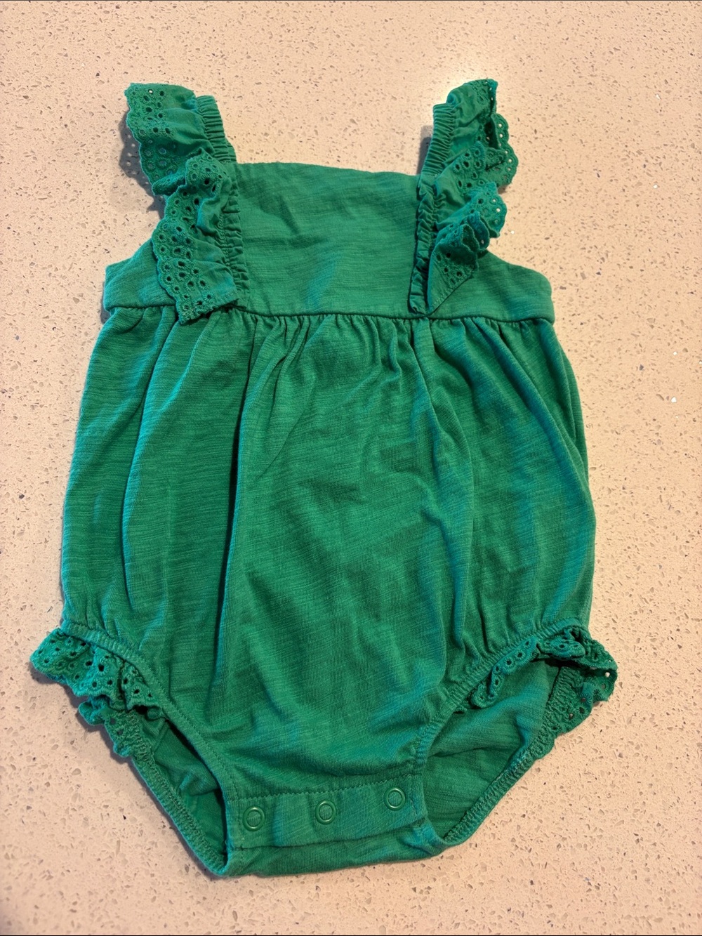Carter's Green Eyelet Ruffle Romper- 12 months